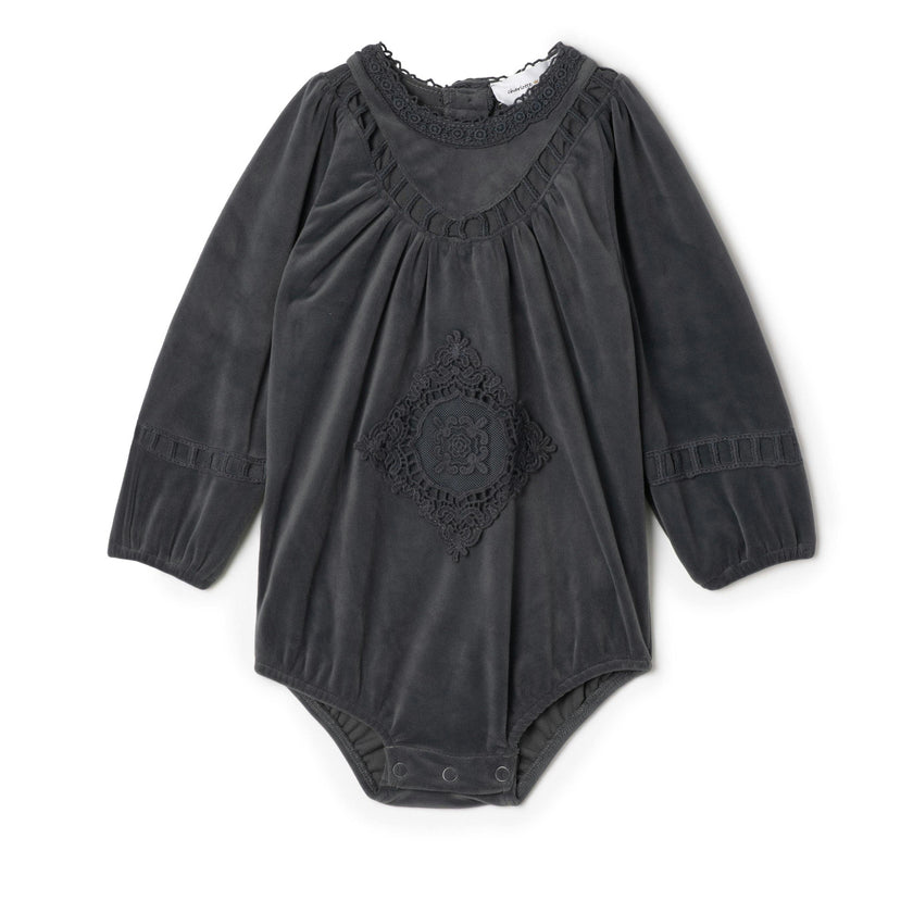 Velvet Lace Bubble Burgandy