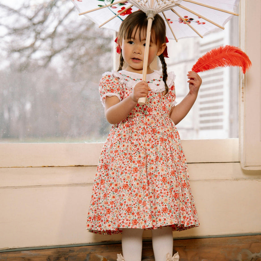 Celestine Red Floral Smocked Dress