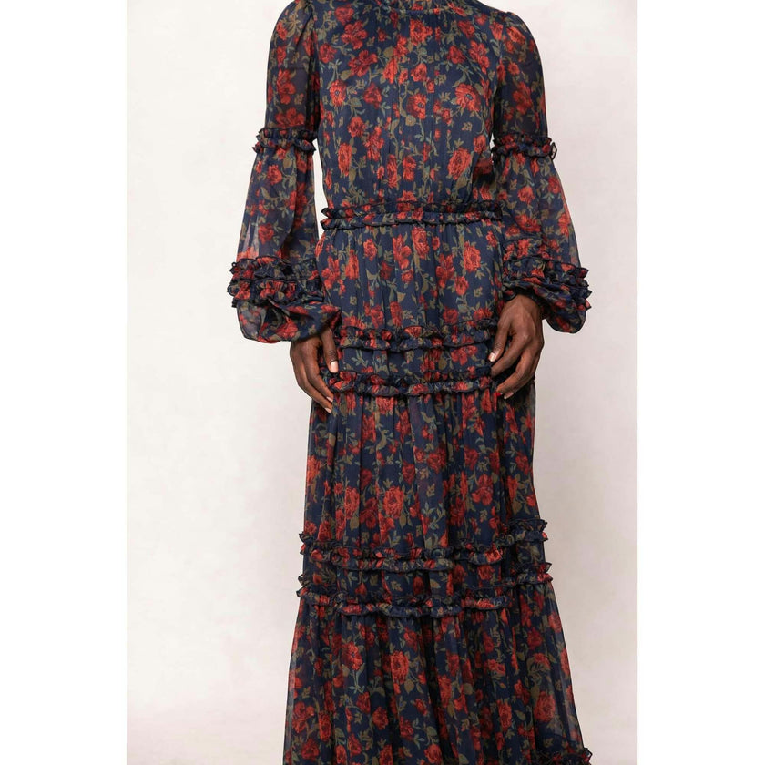 Geneva Dress in Scarlet Bloom