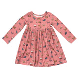 Girls Long Sleeve Henley Dress in Butterfly Bloom