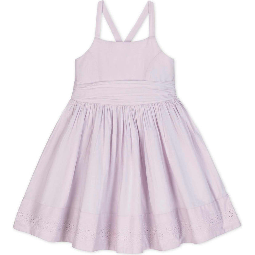 Organic Sleeveless Special Occasion Sundress with Bow Back Detail and Embroidery