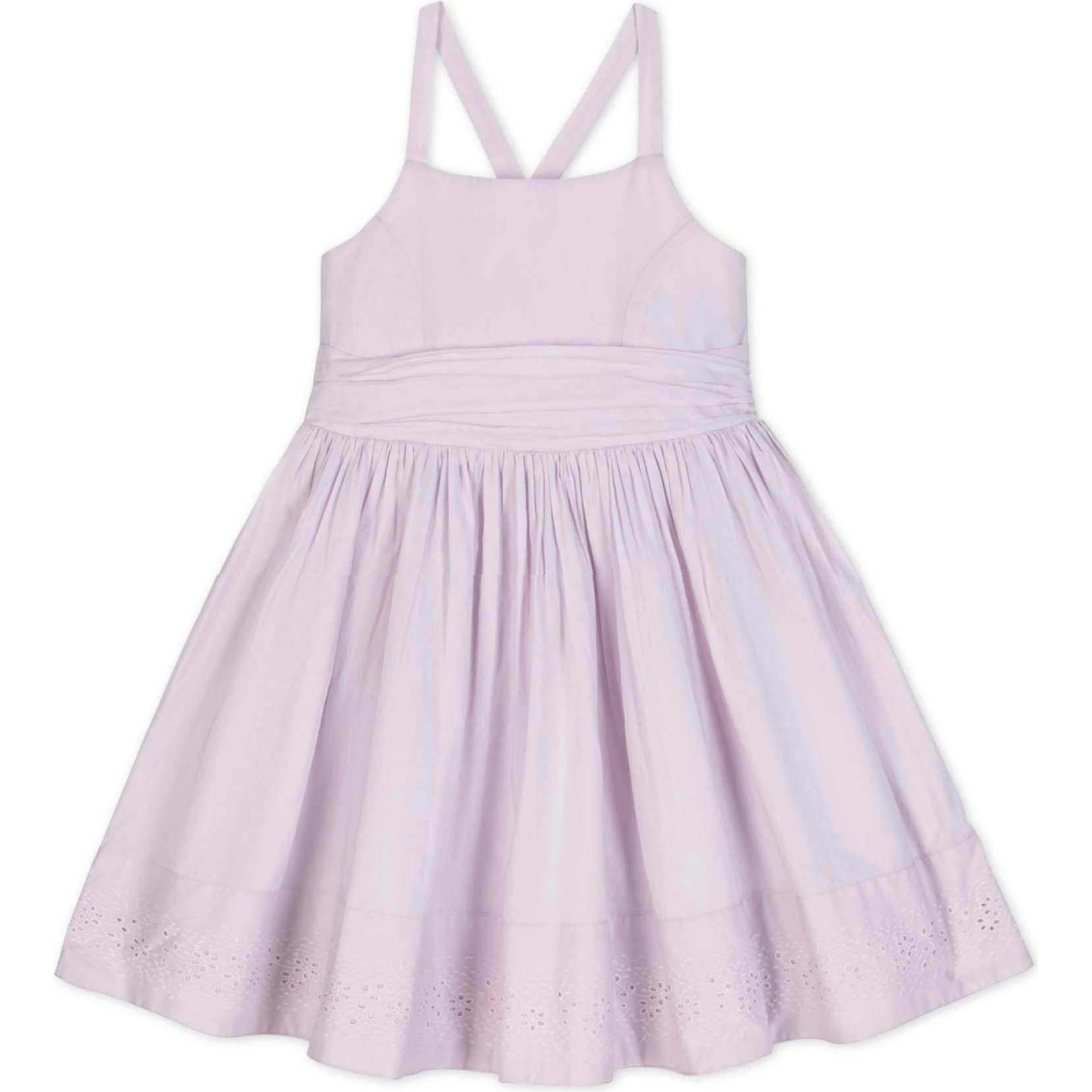 Organic Sleeveless Special Occasion Sundress with Bow Back Detail and Embroidery