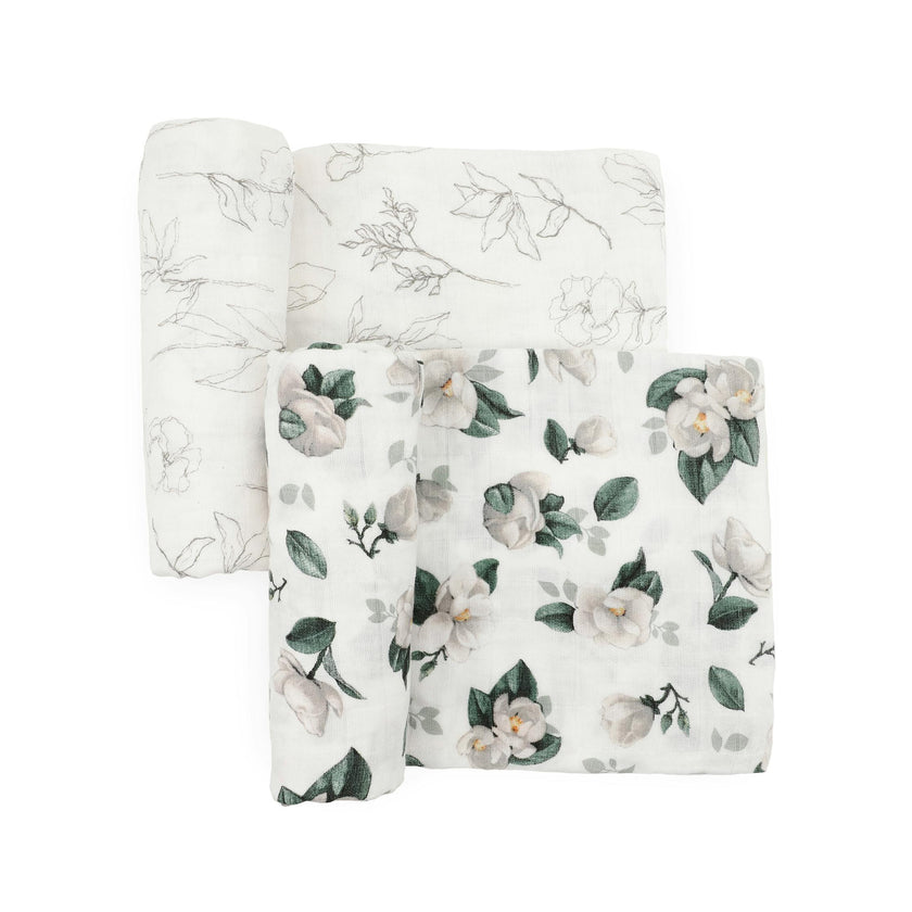 Organic Cotton Muslin Swaddle Blanket 2 Pack - Magnolia