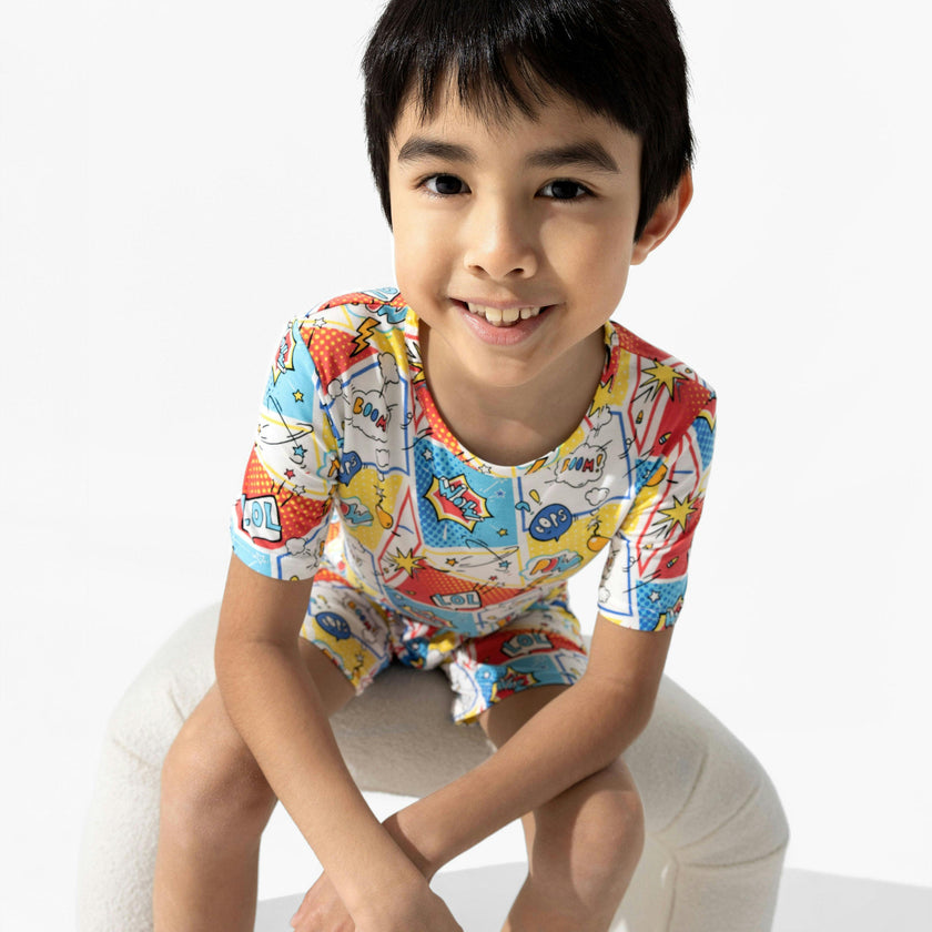Comic Hero Bamboo Kids Pajama Short Set