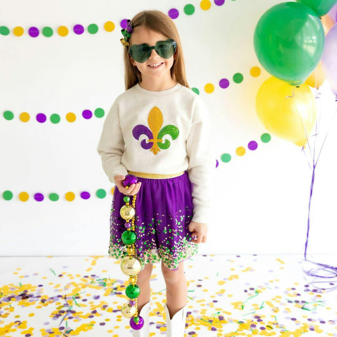 Mardi Gras Bow Clip Set