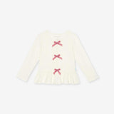 Ivory Pacci Ribbed Bow Top