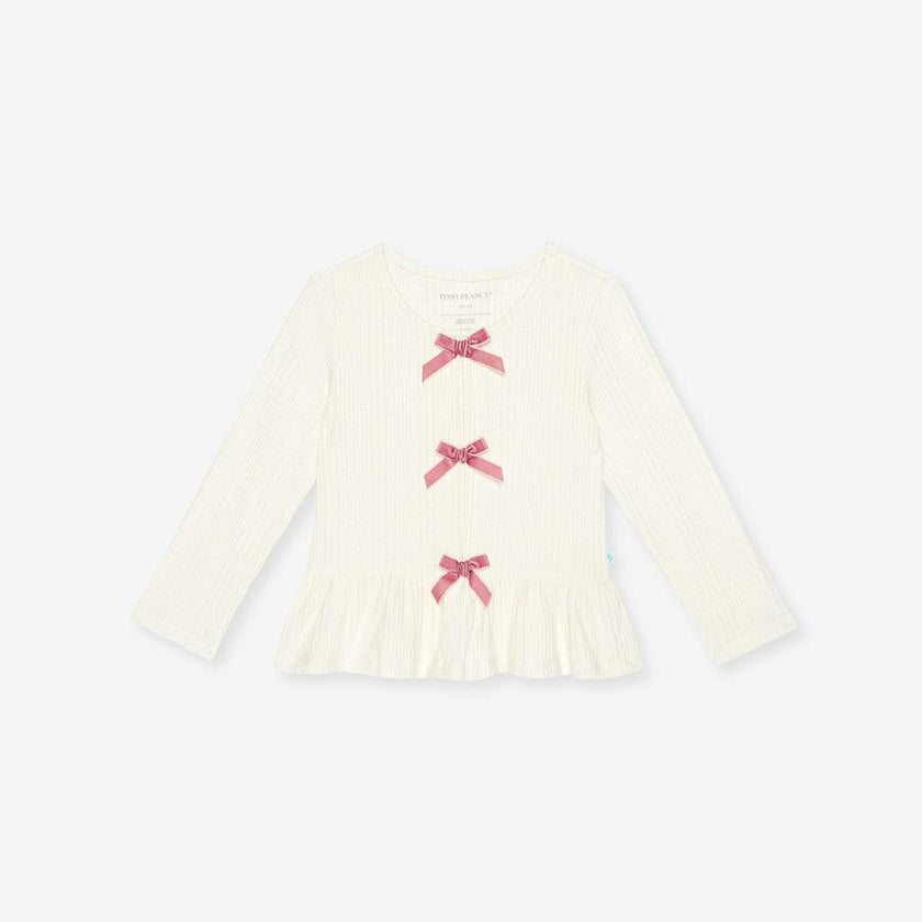 Ivory Pacci Ribbed Bow Top