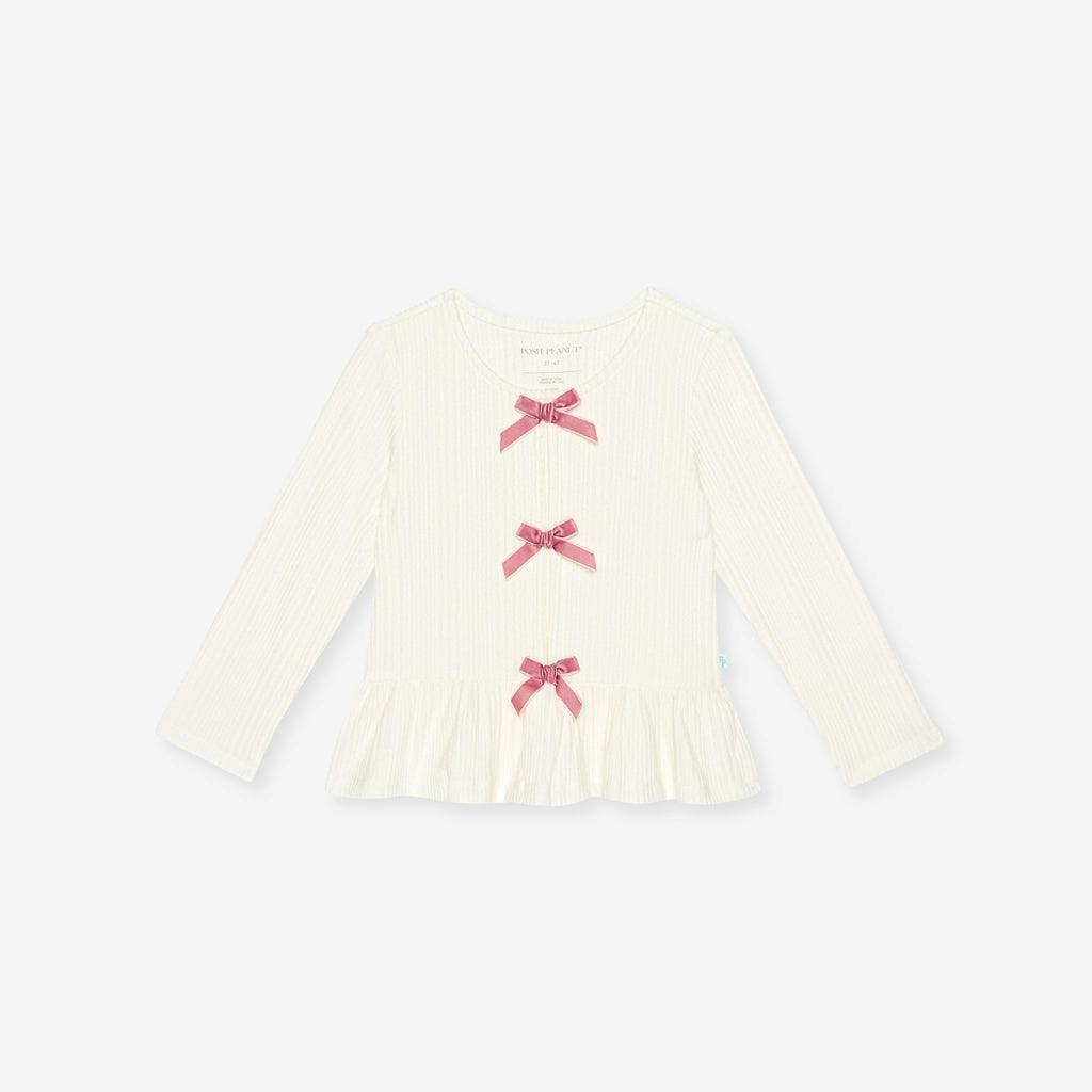 Ivory Pacci Ribbed Bow Top