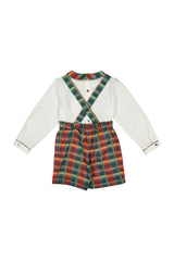 GEORGE TARTAN ROUGE OVERALLS SET