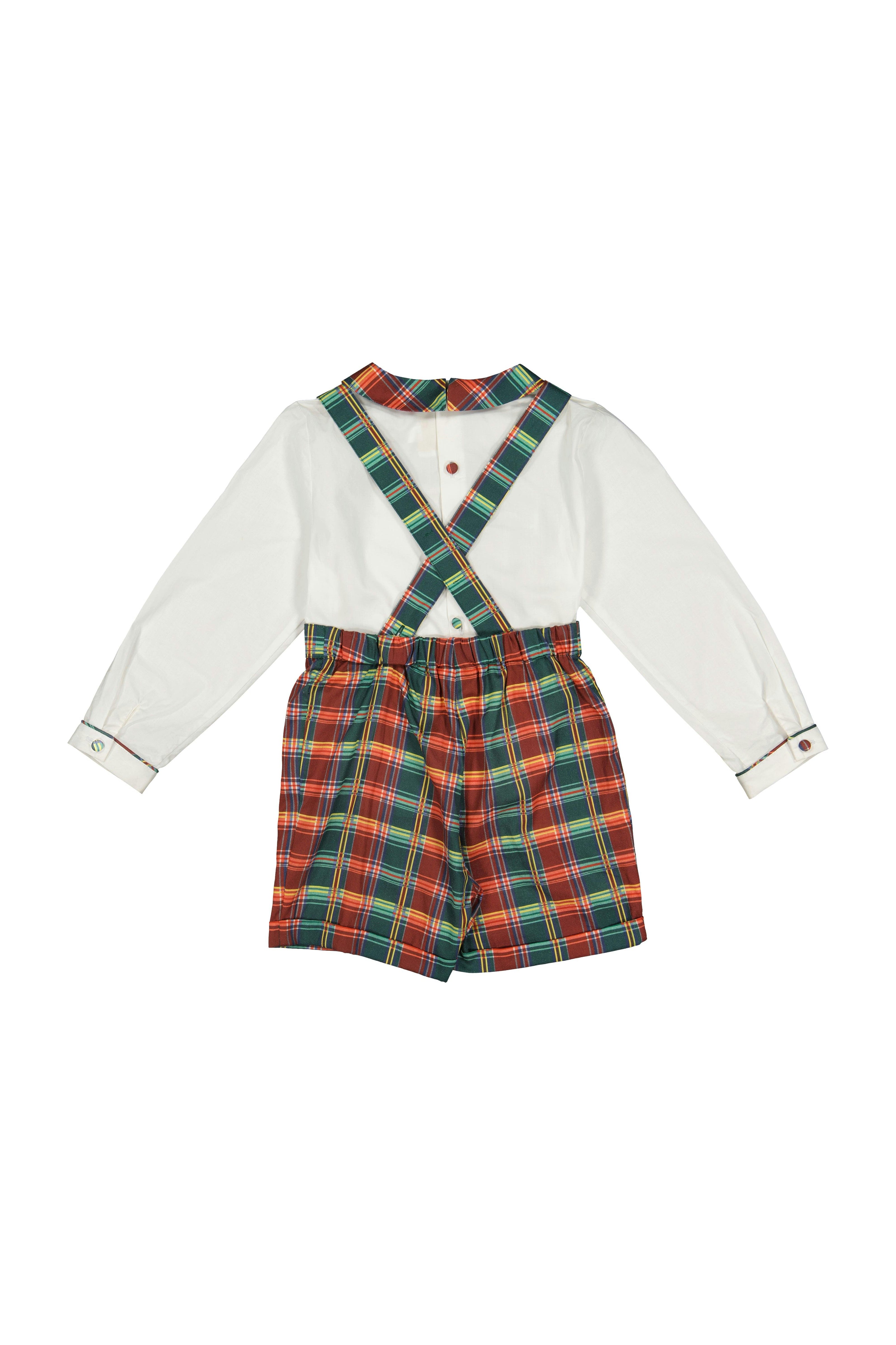 GEORGE TARTAN ROUGE OVERALLS SET