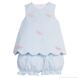 Embroidered Bow Back Bloomer Set - Watermelon