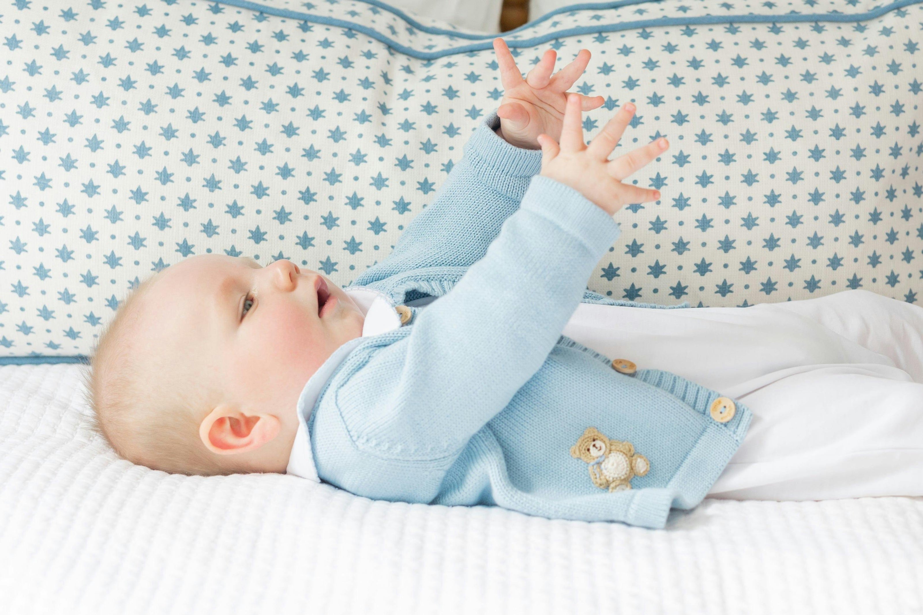 Crochet Cardigan - Blue Teddy Bear