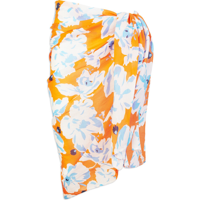 Tanya Taylor Women's Elora Sarong, Electric Peach Multi Scattered Peony